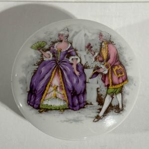 Vintage JLona West Germany Trinket Box w/ Lid Victorian Handpainted Porcelain